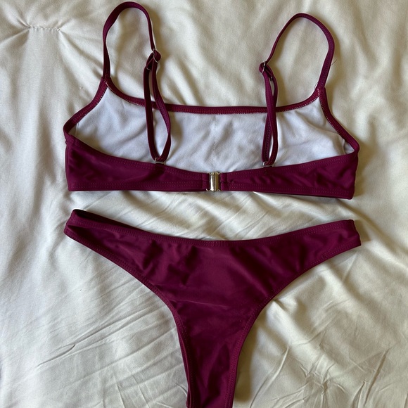 Wine red burgundy two piece bikini bathing suit - Picture 2 of 7